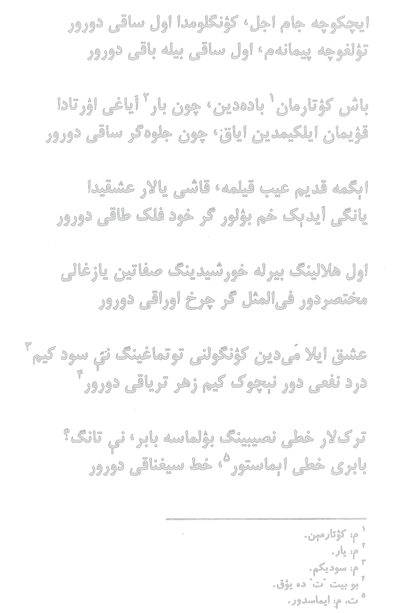 Ichgucha jomi ajal ko‘nglumda ul soqi(y)durur ...