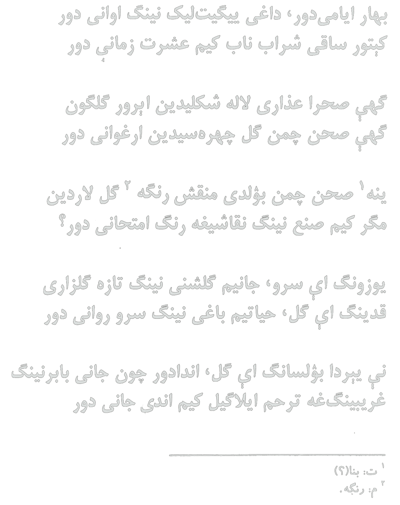 Bahor ayyomidur, dog‘i yigitlikning avonidur ...